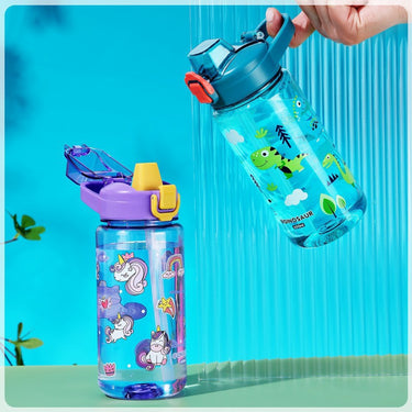 Kids Cartoon Water Bottle – 600ml No-Spill School Cup